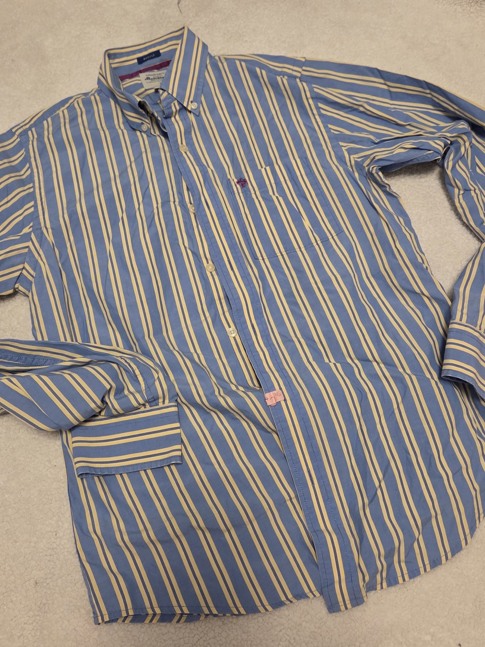 Abercrombie & Fitch Blue and Yellow Striped Button-Down Shirt